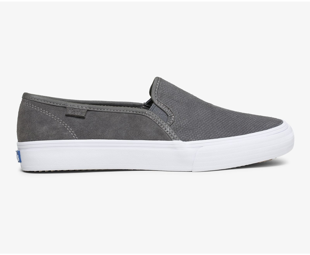 Slip Ons Keds Mujer Grises - Double Decker Suede - 6054-CTUZY